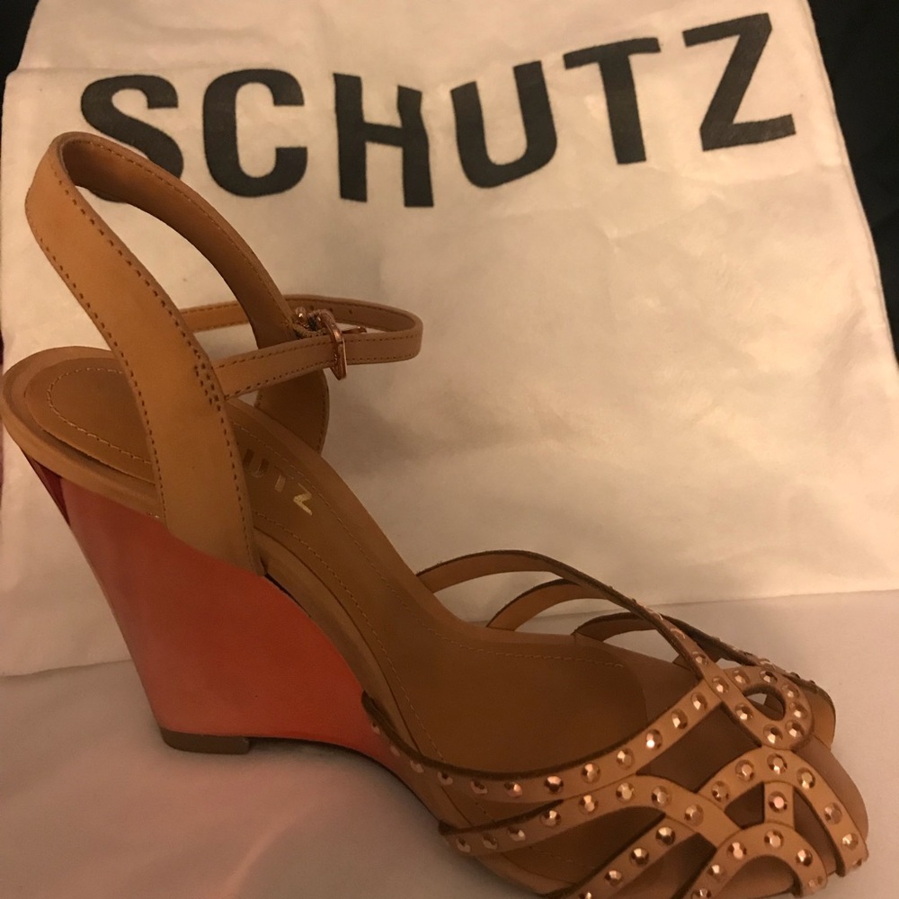Schutz Mettalic Wedge Sandal